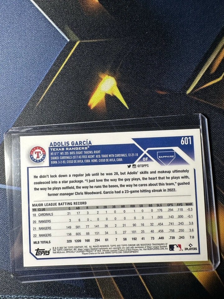 2023 Topps Sapphire Adolis Garcia 20/50 - Image 2 of 2