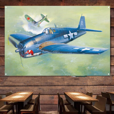F6F-3 Hellcat Fighter Poster Wall Hanging Flag Attack Aircraft Wall Art Banner
