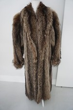 Raccoon Fur Long Oversized Coat Winter Warm Custom Made Size M/l