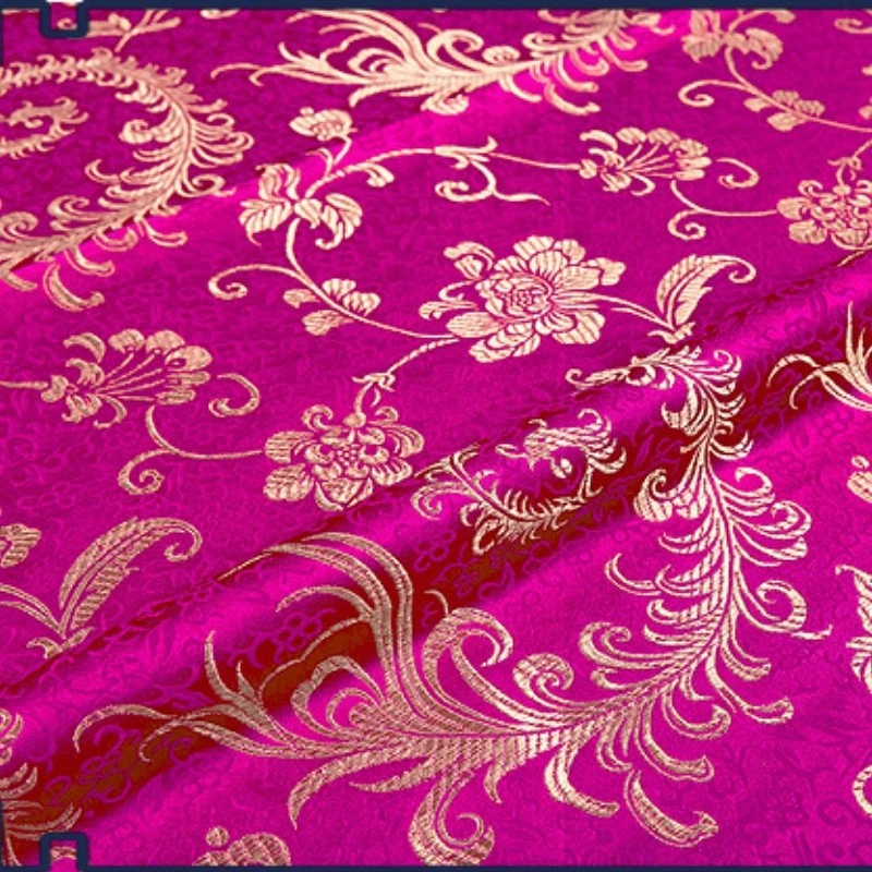 Chinois Satin Matériel Brocart Jacquard Damassé Tang Suit Tapisserie À Mètre Red - Photo 4/4
