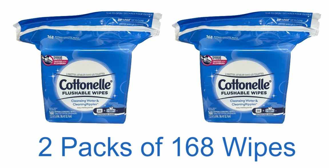 Cottonelle Flushable Wet Wipes Refill Packs,100% Biodegradable