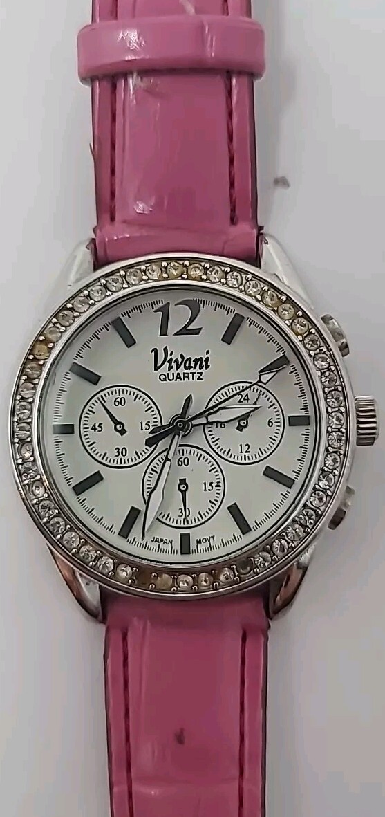 Vivani Quartz Pink Leather Band Japanese Movt Watch Rare  display picture 2