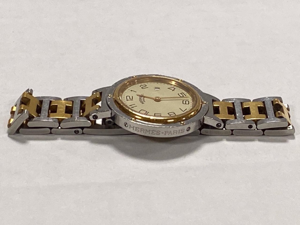 HERMES Watch Two Tone Clipper 23mm Women\'s Cream X Gold Quartz Vintage SOLD! Beautiful Vintage Hermès Two Tone Clipper Watch  main image 4