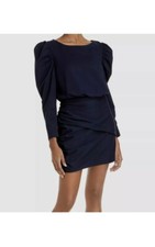 $450 Rebecca Taylor Women's Blue French Terry Ruched A-Line Dress Size X-Small