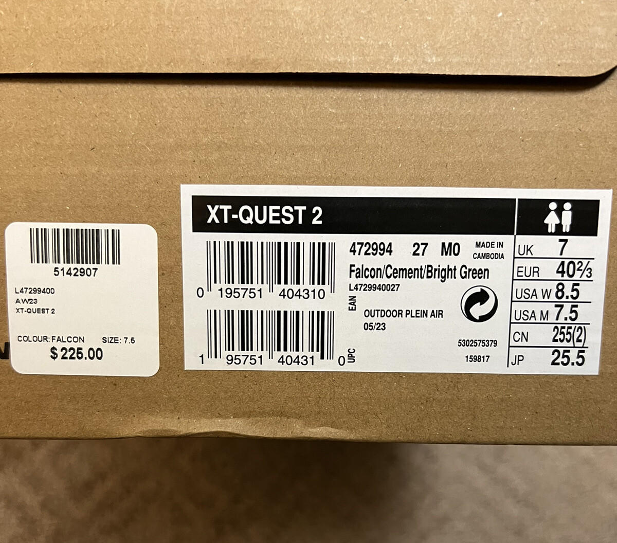 SALOMON Solomon XT Quest 2 nuove scarpe da trekking $225 7 5