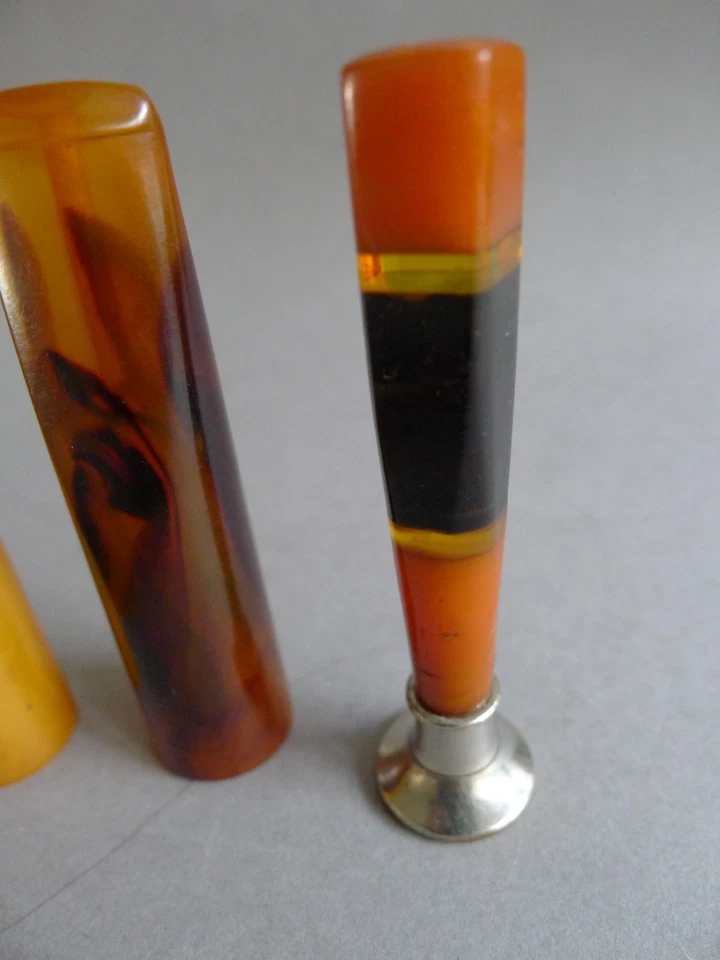 4er Konvolut Bakelit Kunstharz alter Kunststoff Petschaft, Zigarrenspitzen ... - Bild 4 von 4