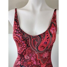 dmbm Paisley Print Bodycon Slip Dress Women's S/P Red Pink Black Pretty Clubware