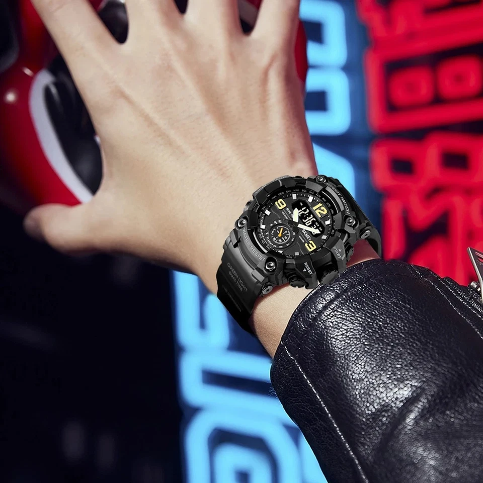 Reloj Deportivo Hombre Analógico Digital Doble Tiempo Luz LED 50M Impermeable Cronógrafo Foto 3 de 4