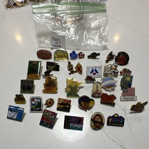 Collectible Pinback Travel Pins US & Overseas Places Souvenir Lot