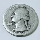 1942 Washington Quarter 25 Cents 90% Silver Circulated Coin #5919