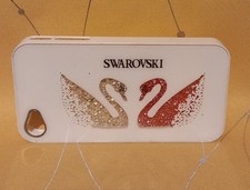 White iPhone Phone Case with a Swarovski Crystal Swan Design