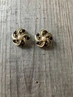 VTG SIGNED LISNER Purple Rhinestone & Pearl Clip-on Earrings Goldtone