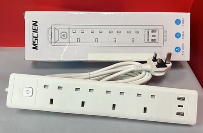 Mscien Verlängerungskabel 4 Steckdosen 3 USB Ports Smart USB C3250W 4A 5M Alexa Google