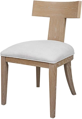 Elegant Idris White Fabric Armless Chair by  for Modern Spaces - Picture 4 of 5