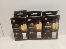 GE LED Light Bulbs Bent Tip Amber Glass LED Edison Vintage Style Lot Of 3 Boxes