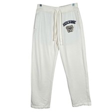 Abercrombie Fitch Sweatpants Womens Small Bulldog Patch Cream Drawstring Y2K