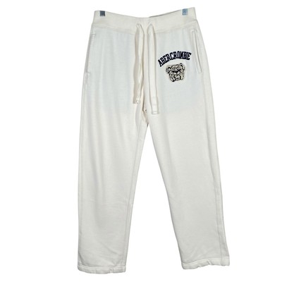 Abercrombie & Fitch Sweatpants Womens Small Bulldog Patch Cream