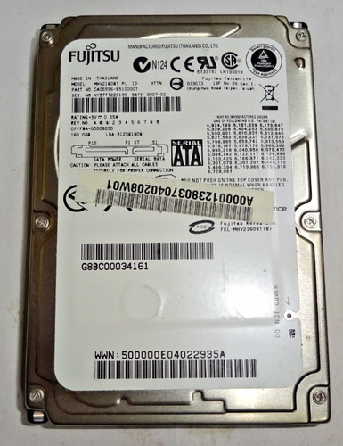 FUJITSU ***MHV2160BT*** 160 GB*** SATA HDD Notebook 2,5 ZOLL #NFP1362