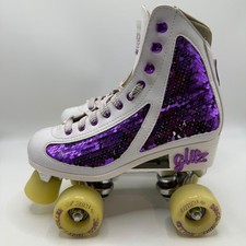 Crazy Skates Glitz Disco Roller Skates Women s Size 5US Purple Sequin White