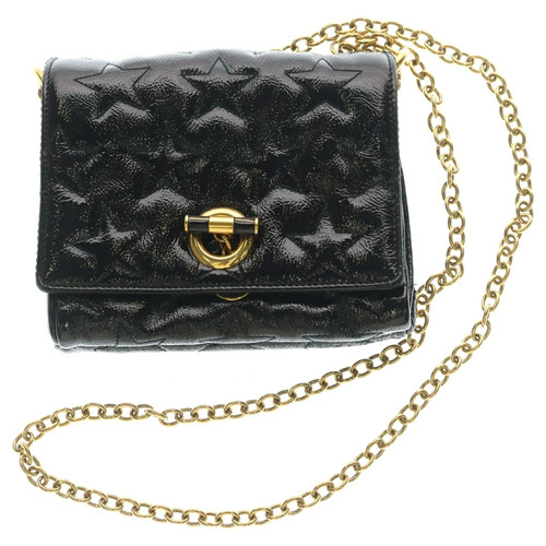 YVES Saint Laurent Star Motif Chain Shoulder Bag Black Leather Gold Hardware