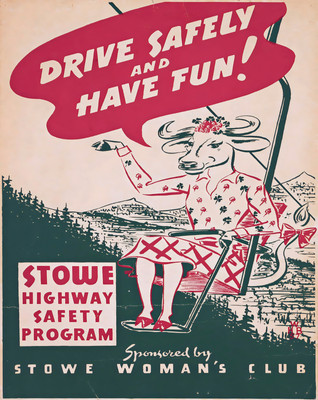 Drive Safely Ski Cow Poster  Road Safety Wall Art- 12X16/16X20/18X24/24X36
