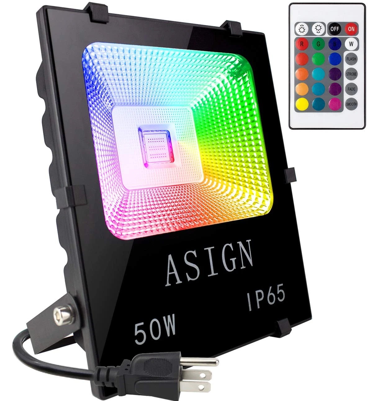 50W RGB LED Flood Lights, Indoor Outdoor Decoration Light Waterproof Color Ch...