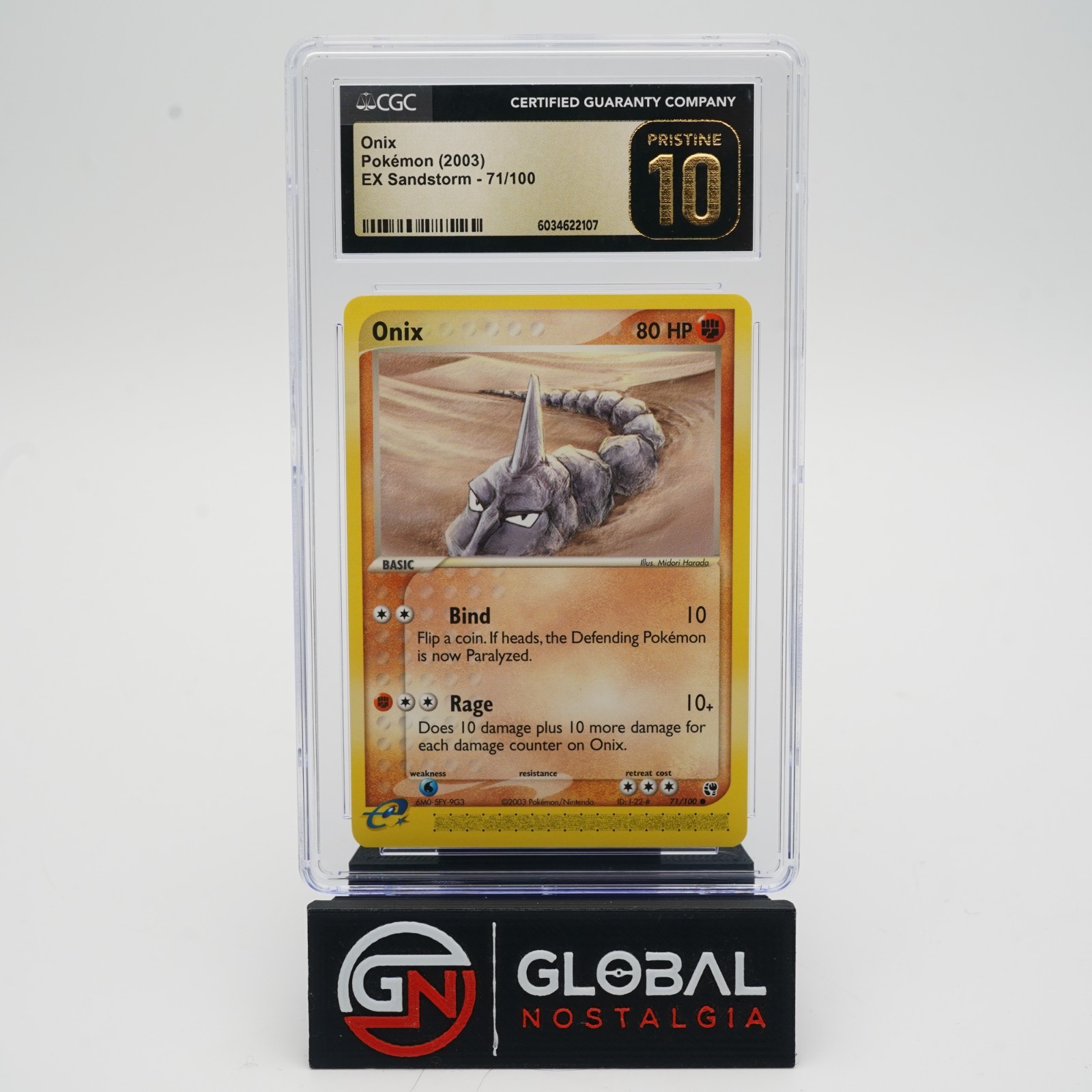 Onix #71 Ex Sandstorm 2003 Pokemon Black Label  POP 22 CGC Pristine 10