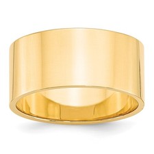 14k Yellow Gold 10mm Lightweight Flat Wedding Band Ring Size 5