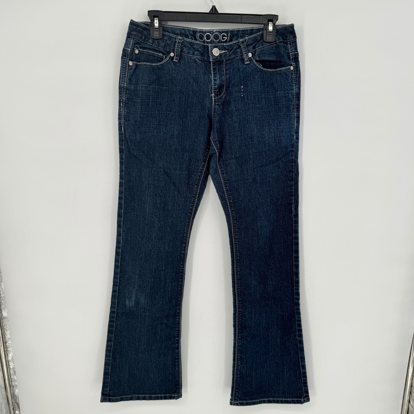 Coogi Womens Dark Wash Bootcut Jeans Embroidered Back Pockets Y2K Blue RN133088