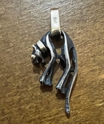 VTG Solid Sterling 925 14k Eyes Collar Panthere Panther Pendant Charm Hallmarked