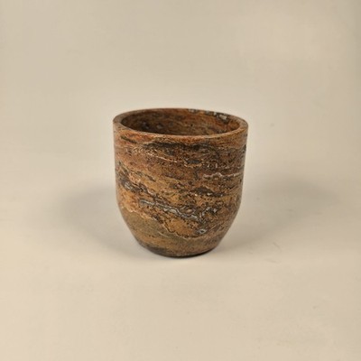Handmade Terme Travertine Cylinder Vase - Small Natural Stone Vessel - 3'' Decor