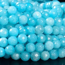 Light Blue Jade Gemstone Faceted Round 8MM Loose Beads D632 