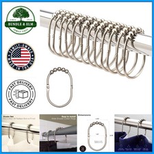 Smooth Gliding Shower Curtain Hooks Made of Durable Stainless Steel, Set of 12