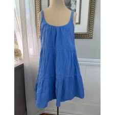 Z Supply 100% COTTON Gauze Mini Dress Blue Boho Beach Cottagecore Coastal Size S