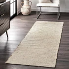 2'6" X 6' Elfriede Jute & Cotton Hand Woven Area Rug, Natural, Solid Rustic Farm