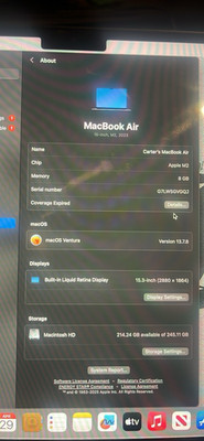 [NO CHARGER]Apple MacBook Air 15.3in M2 8GB RAM 256GB SSD Midnight (2023)