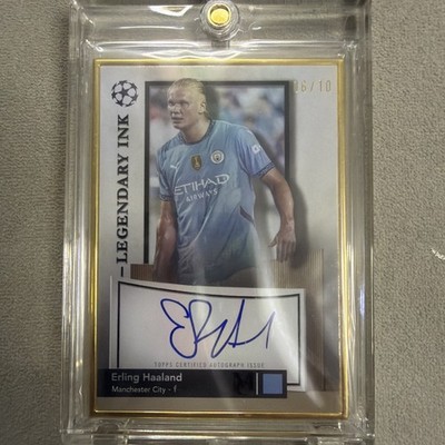 Erling Haaland 2024-25 Topps Museum Gold Frame ON CARD Auto /10 Legendary Ink