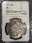1882-S Morgan Silver Dollar Graded NGC MS63 Crescent Toned 90% Silver Coin