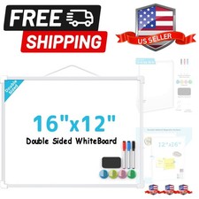 Double-Sided Dry Erase Board for Wall, 16"x12" Hanging Whiteboard, Small Dry ...