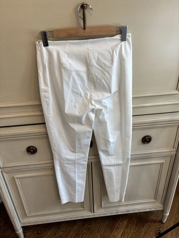 Ralph Lauren Black Label White Summer Dress Pants Zip Close Stretch Sz 4 Cotton - Image 3 of 4