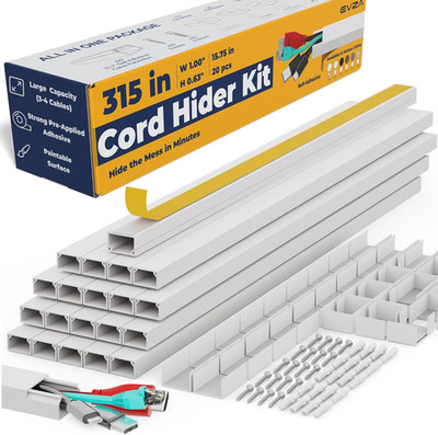 Ocultacables Pared 315 Pulgadas Pintable Organizador Cubrecables Canal Adhesivo