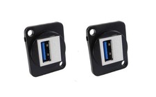  2 PACK PROCRAFT LY-409 USB 3.0 Feed-Thru D Type panel mount metal connector