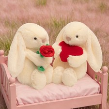 Valentine's Plush Set 35/15cm Bunny with Rose Heart  Macaron Stuffed Plush Gift