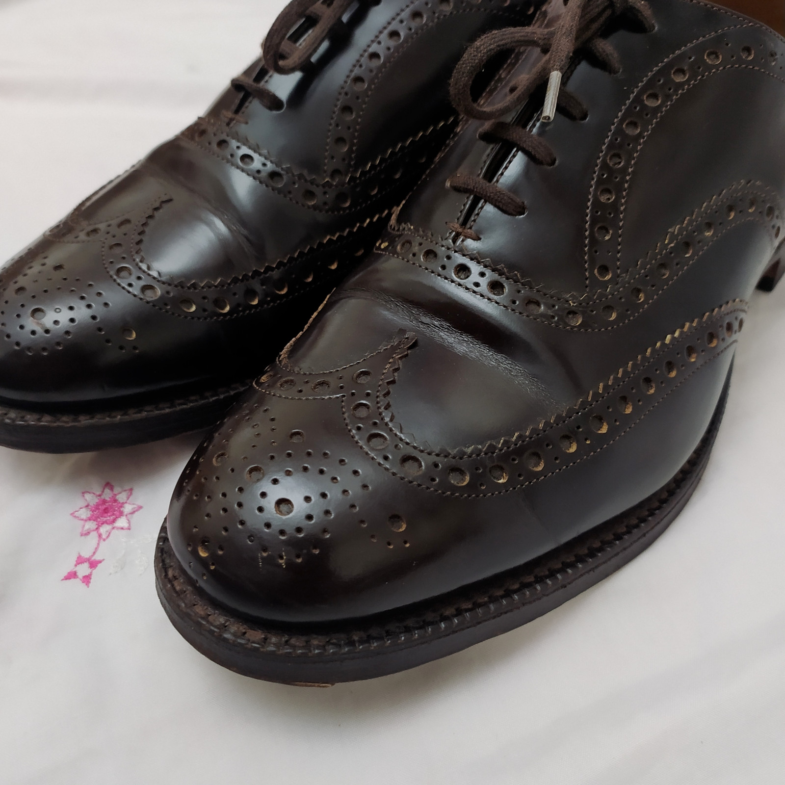Churchs Oxford Leather Shoe Mens Brown Wingtip English Dress 80G Size 42 EU 9 US image 4