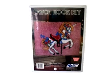 Carousel Unicorn Latch Hook Kit by National Yarn Crafts Vintage R886 20" x 27"