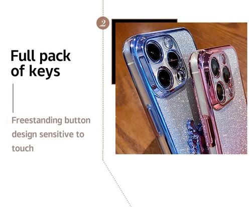 For Various Phone Plating Cartoon Gel TPU Cover Glitter Cute Dragon Bracket Case - Picture 9 of 17
