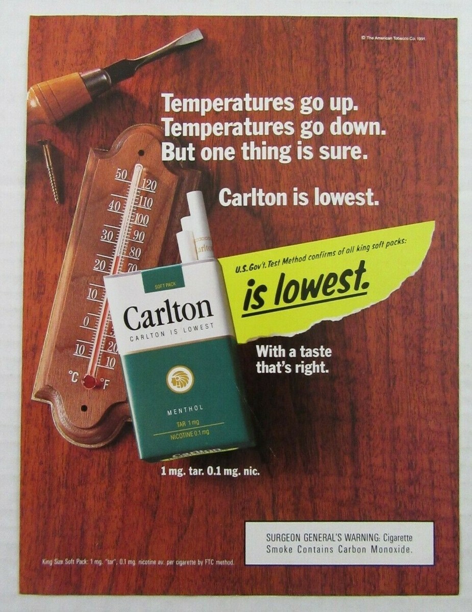 how much is 20 carlton cigarettes 1991 CARLTON Menthol Cigarettes Magazine Ad