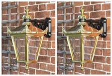 Pair of 63 x 47cm TopFix Polished Brass Victorian Wall Lantern on Ornate Bracket
