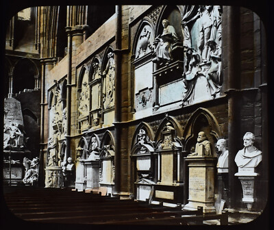WESTMINSTER ABBEY POETS CORNER LONDON C1890 FOTOGRAFIE Magic Lantern Slide