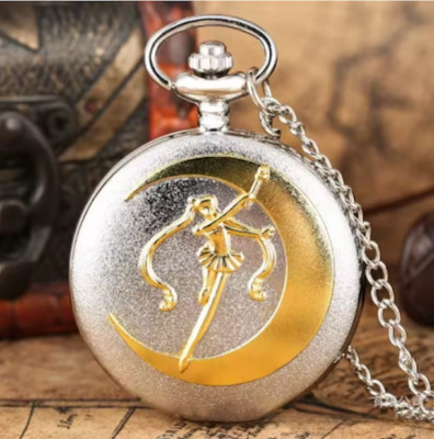 Sailor Moon COMPLETE Golden Plated pocket watch SEE PHOTOS based on 90's DVD VHS